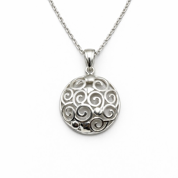 S925 Swirl Circle Pendant